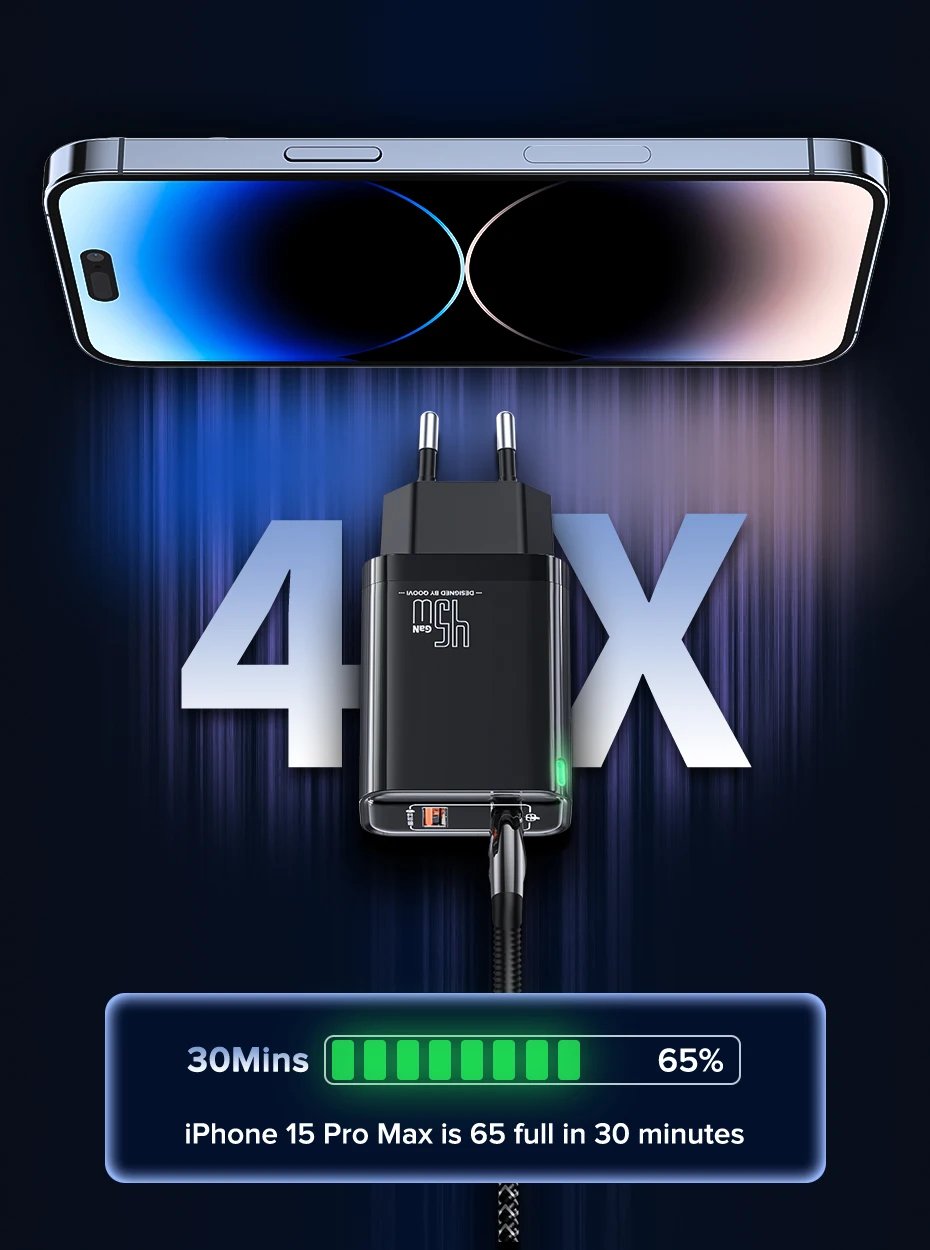 QOOVI 45W fast charging for compatible smartphones