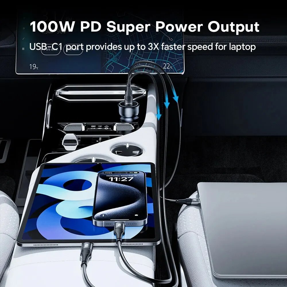 ASOMETECH 138W GaN 3-Port USB-C Car Charger - Image 4
