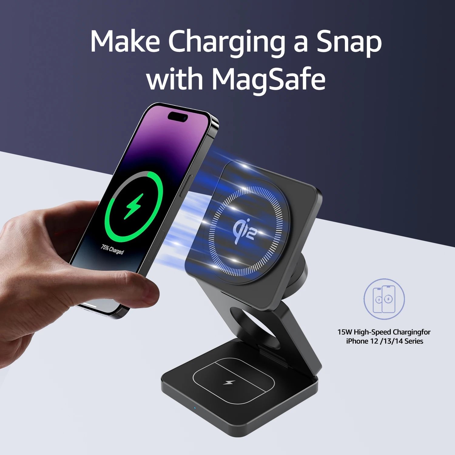 foldable Qi2 wireless charging stand