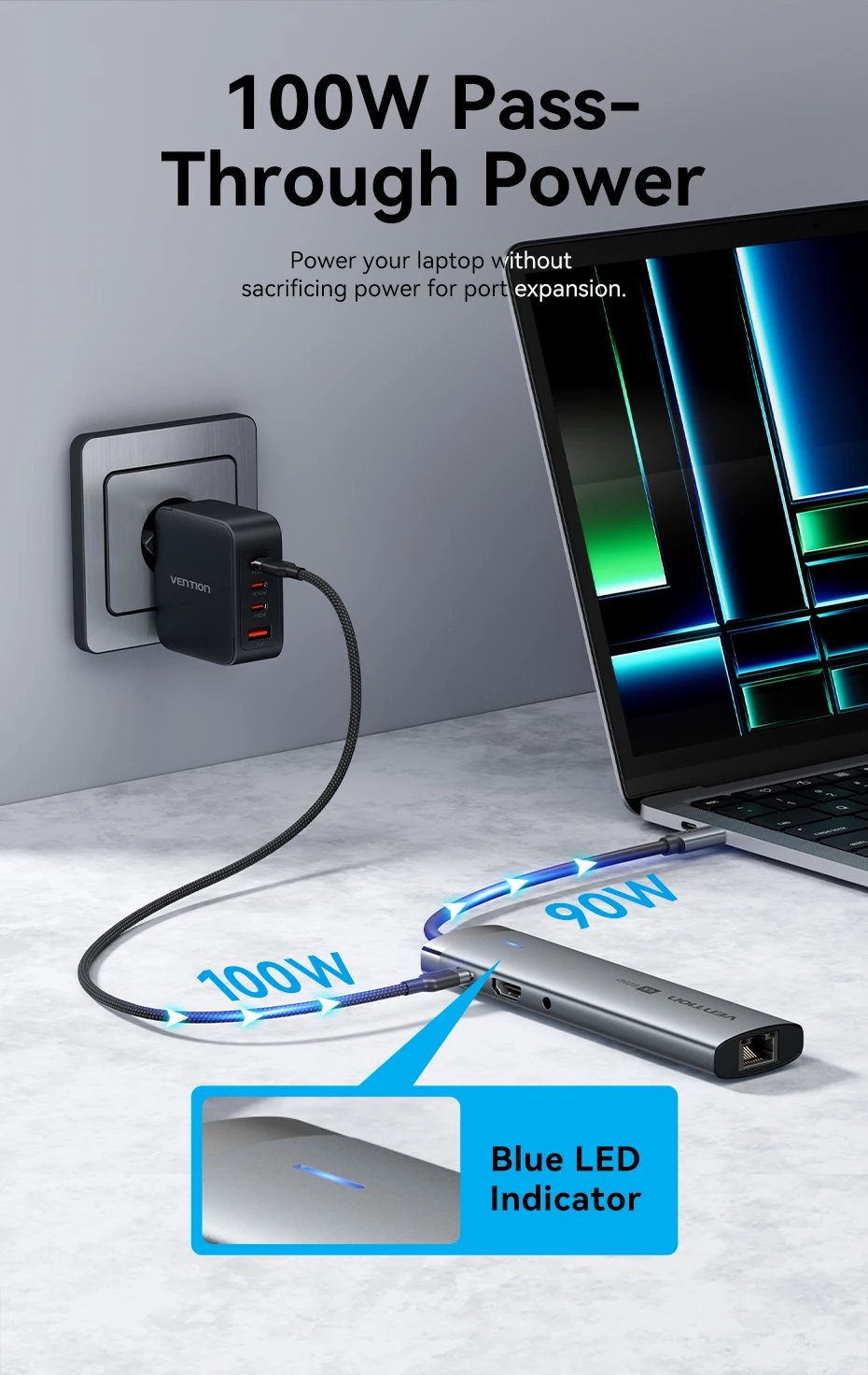 Vention USB-C hub 100W Power Delivery
