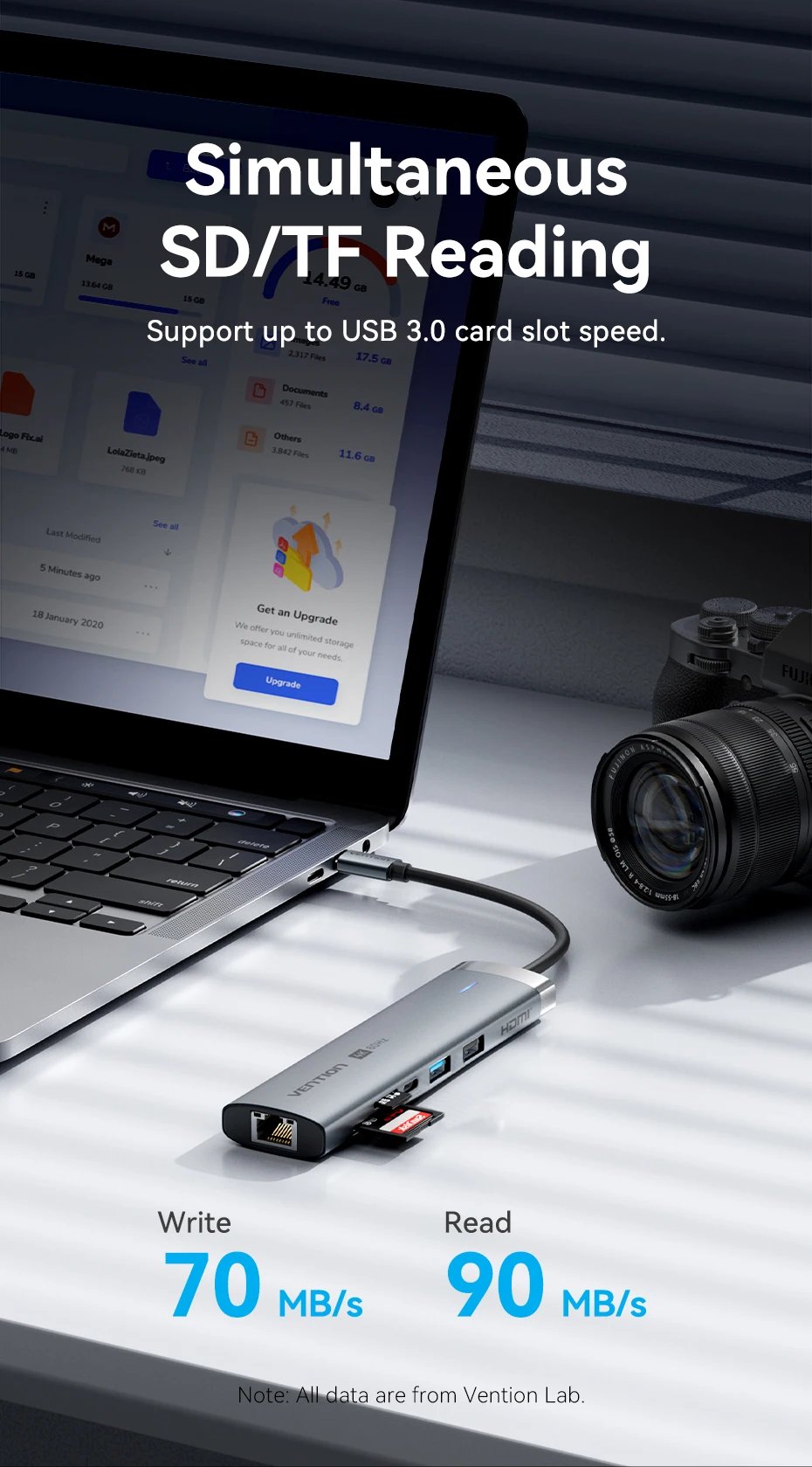 Vention USB-C hub SD and microSD card reader