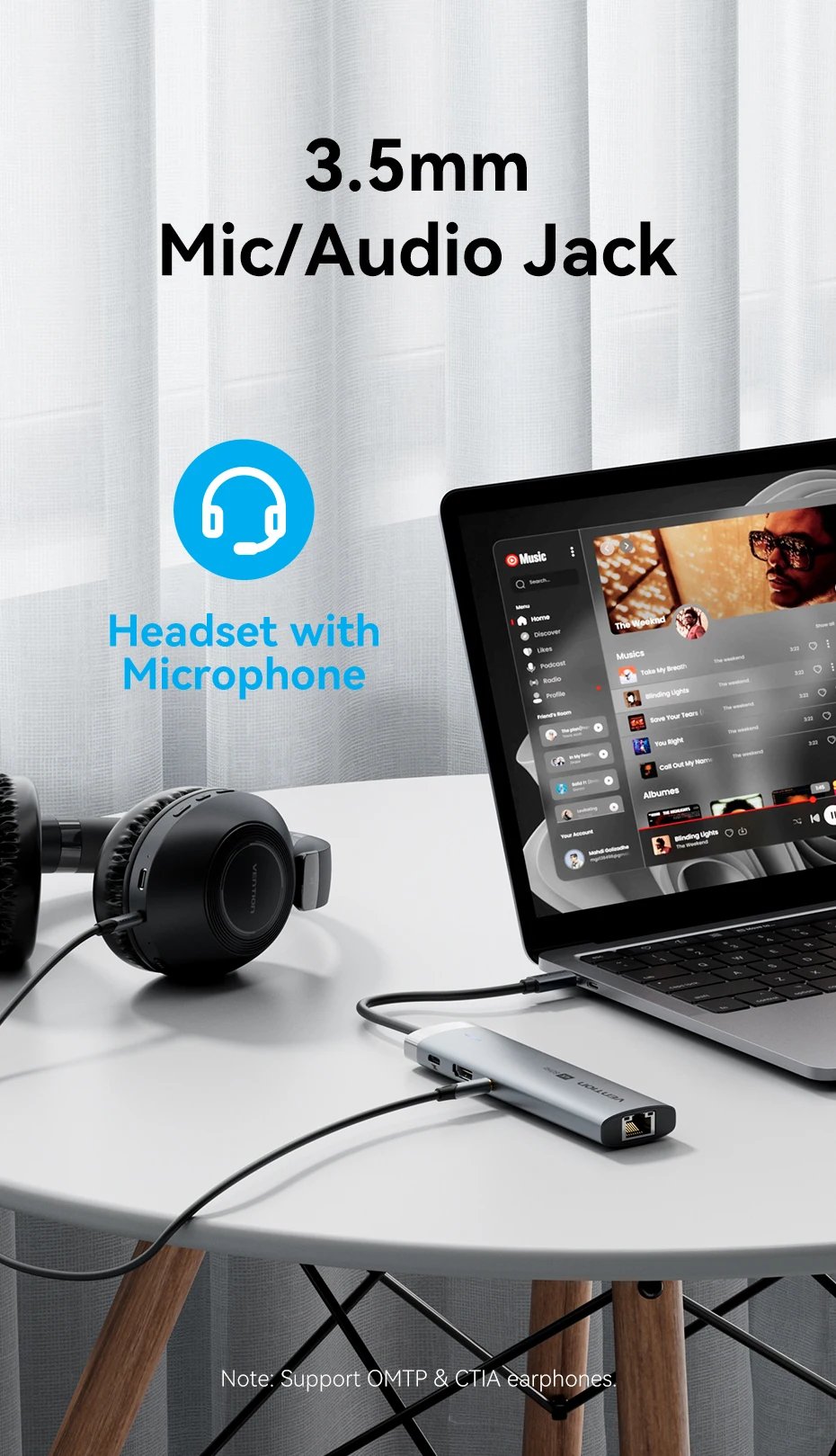 Vention USB-C hub 3.5mm audio jack