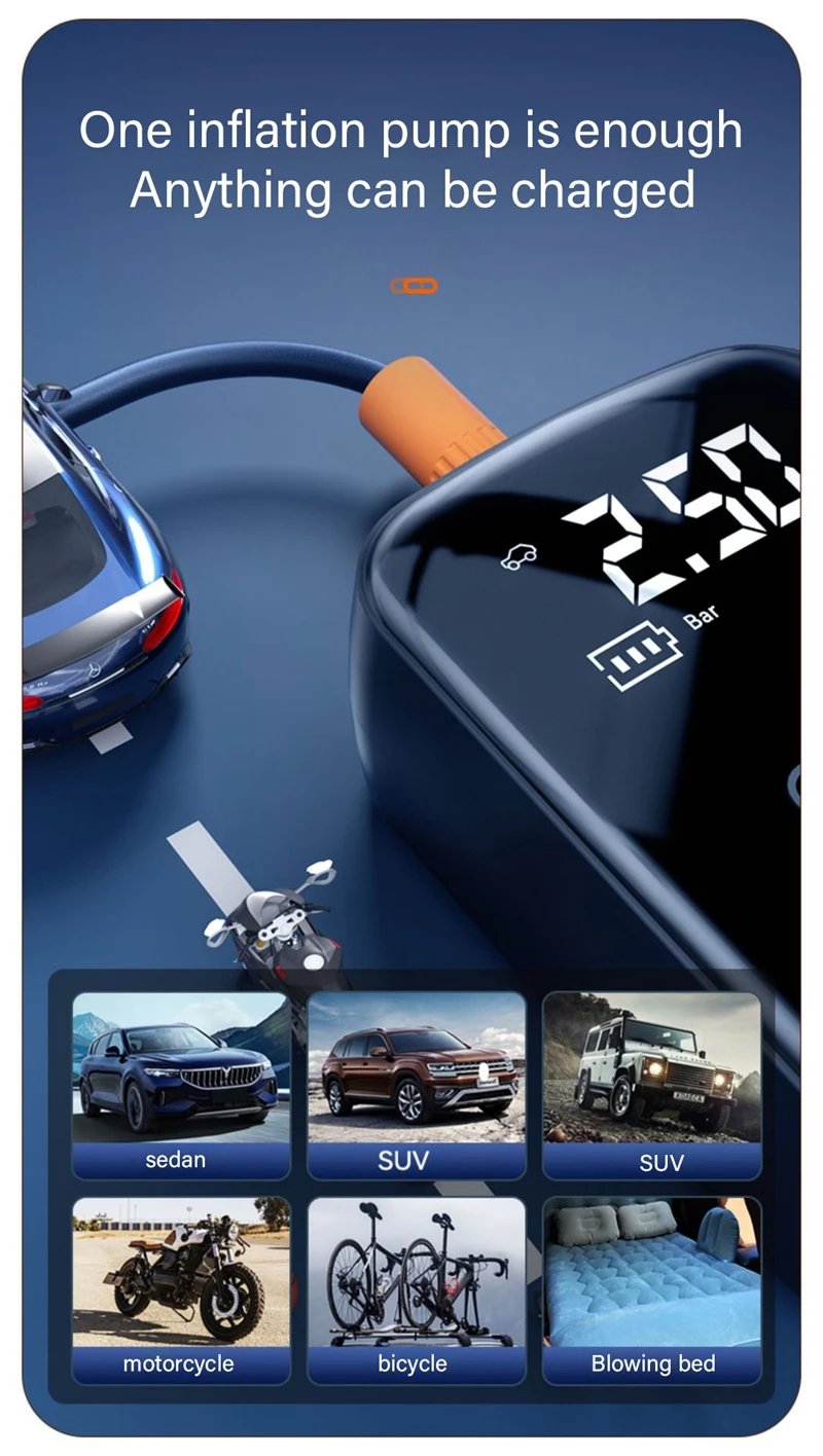 LEIBOO Portable Tire Inflator digital display