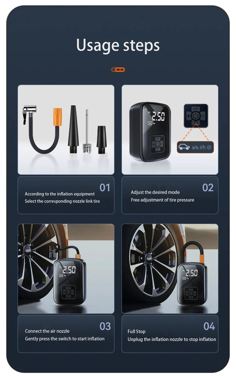 LEIBOO Wireless Tire Inflator accessories