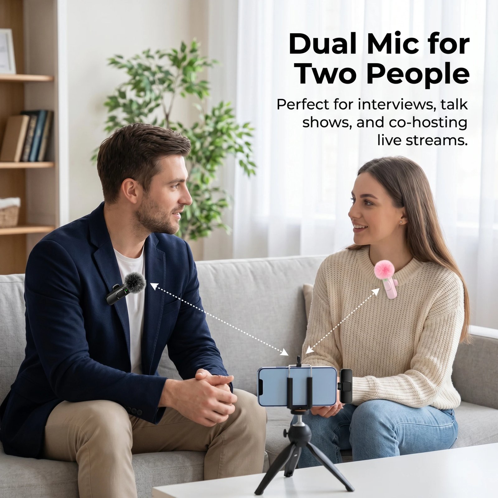 Wireless microphone for smartphones tablets and laptops