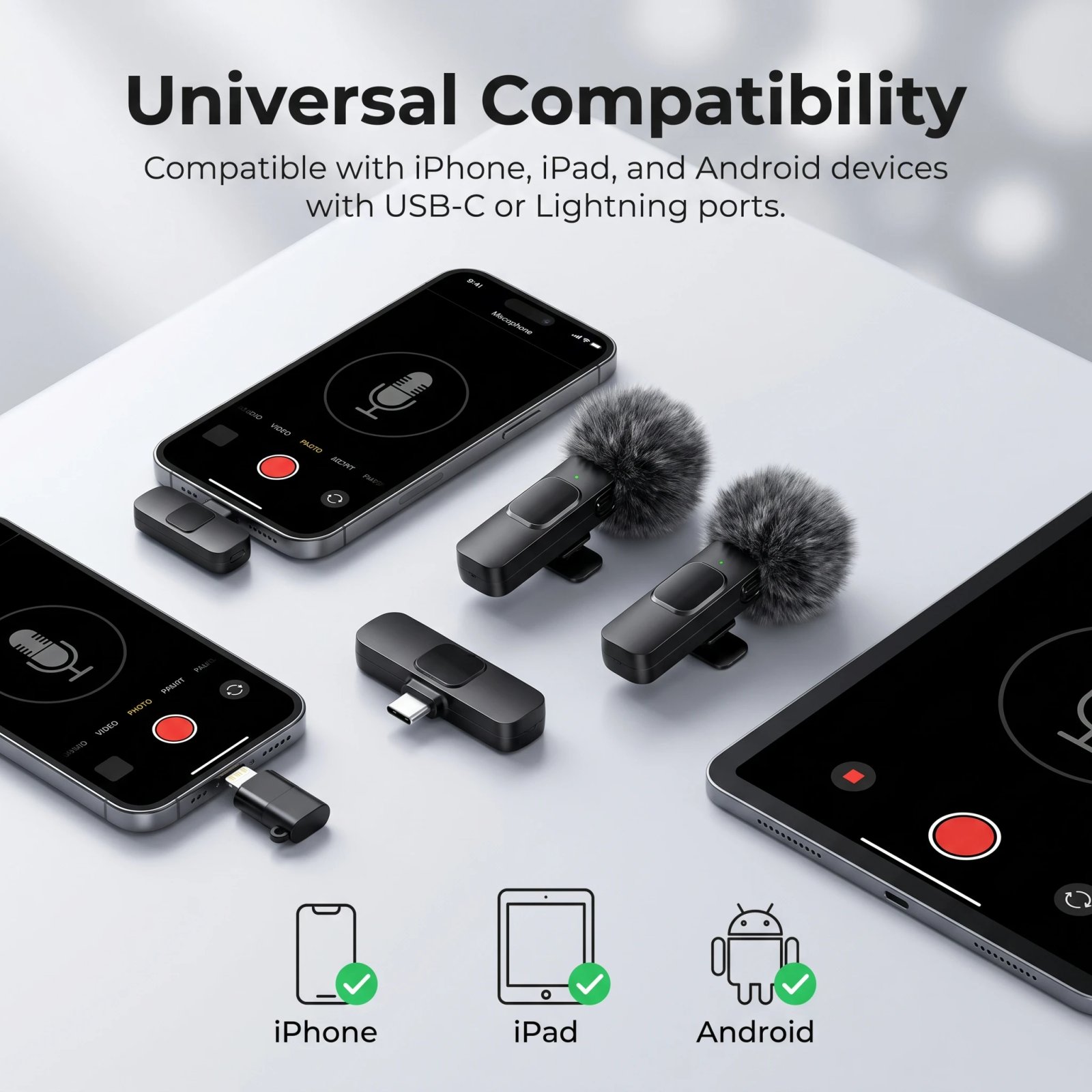 Portable wireless lavalier microphone for content creation