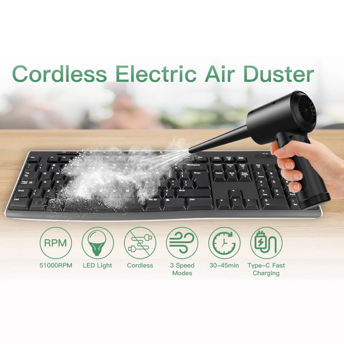 Portable electric air blower for electronics