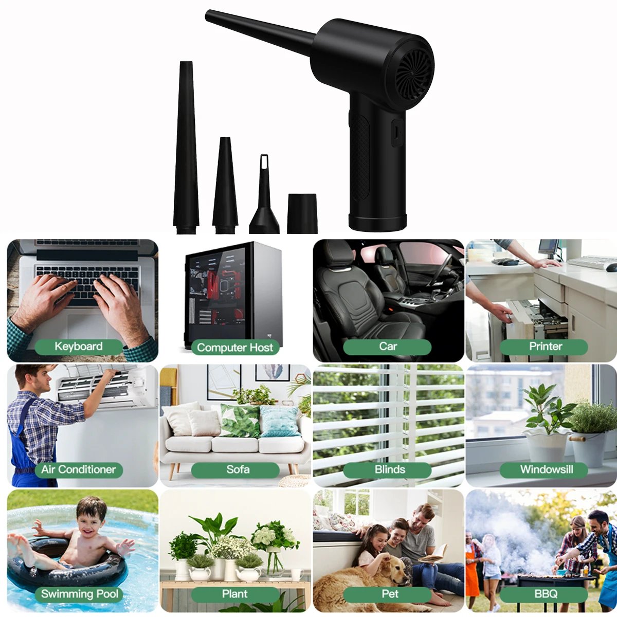 Portable cordless air duster for home and office