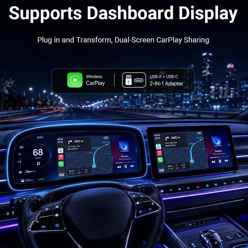 2-in-1 Wireless CarPlay & Android Auto Adapter – 5GHz WiFi Wired to Wireless Converter - Image 3